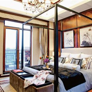 中式风格三居卧室装修效果图