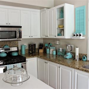 蓝色，新美式风格设计，橱柜厨房