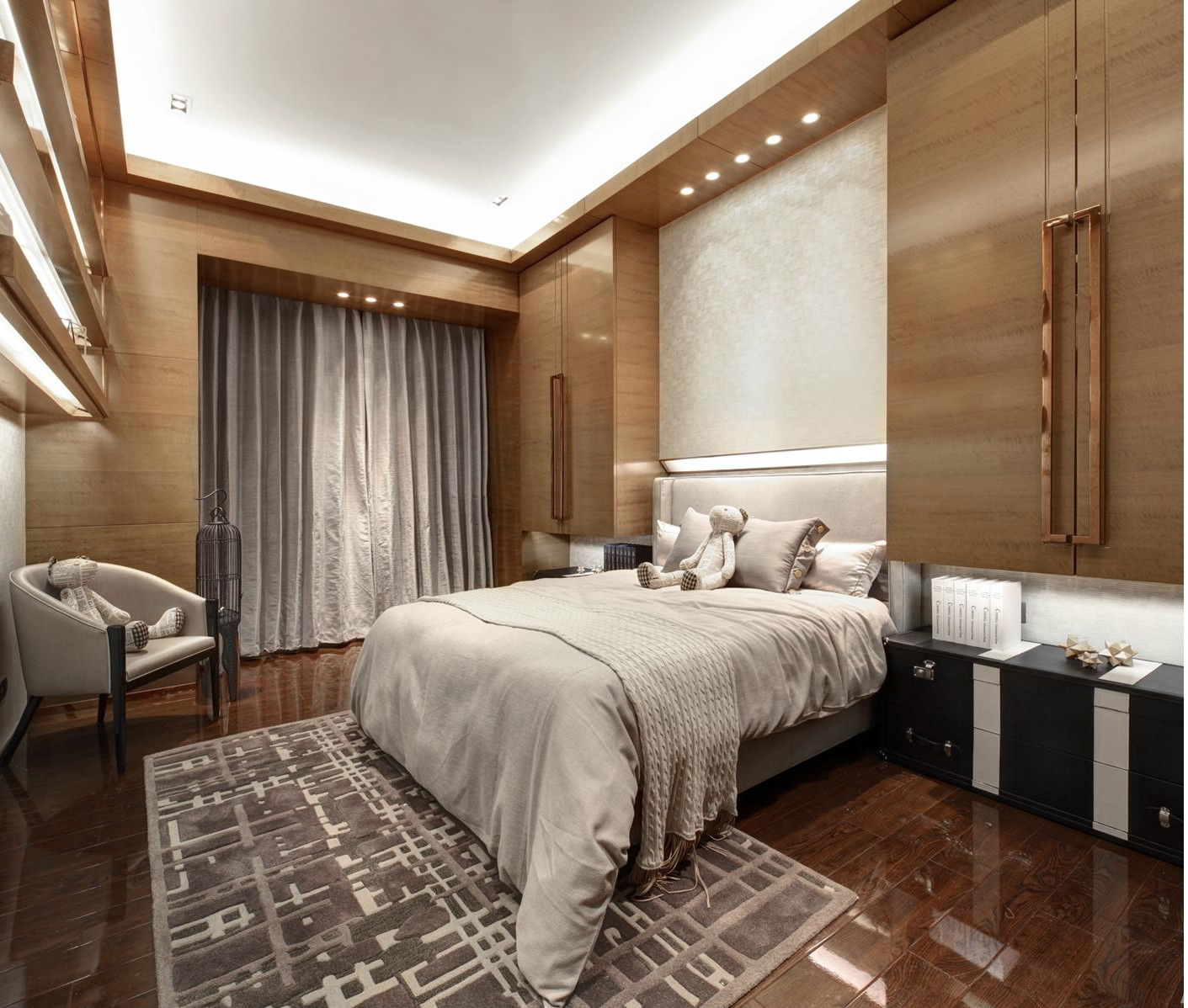 中式风格三居卧室装修效果图