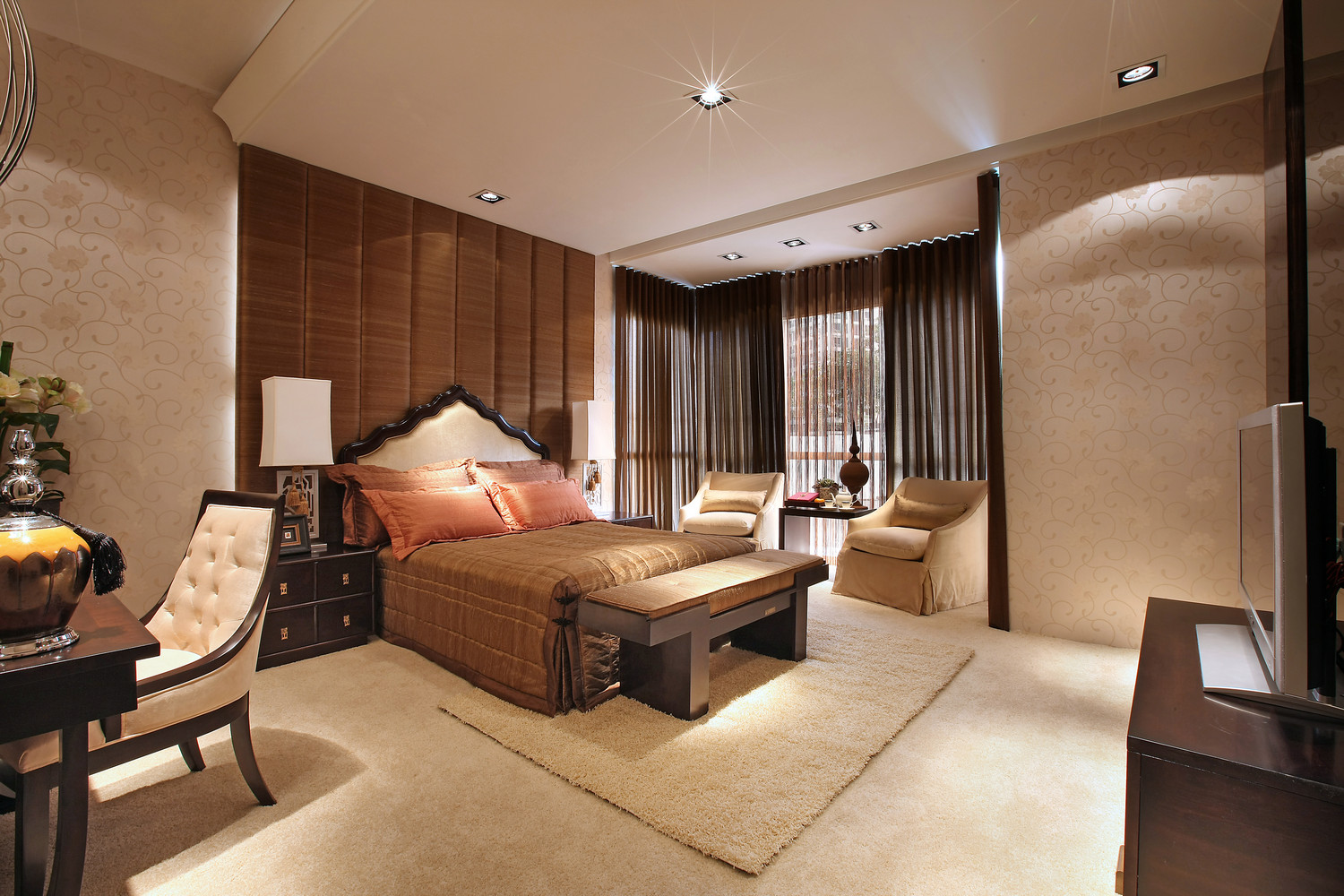 现代中式风格卧室装修设计效果图
