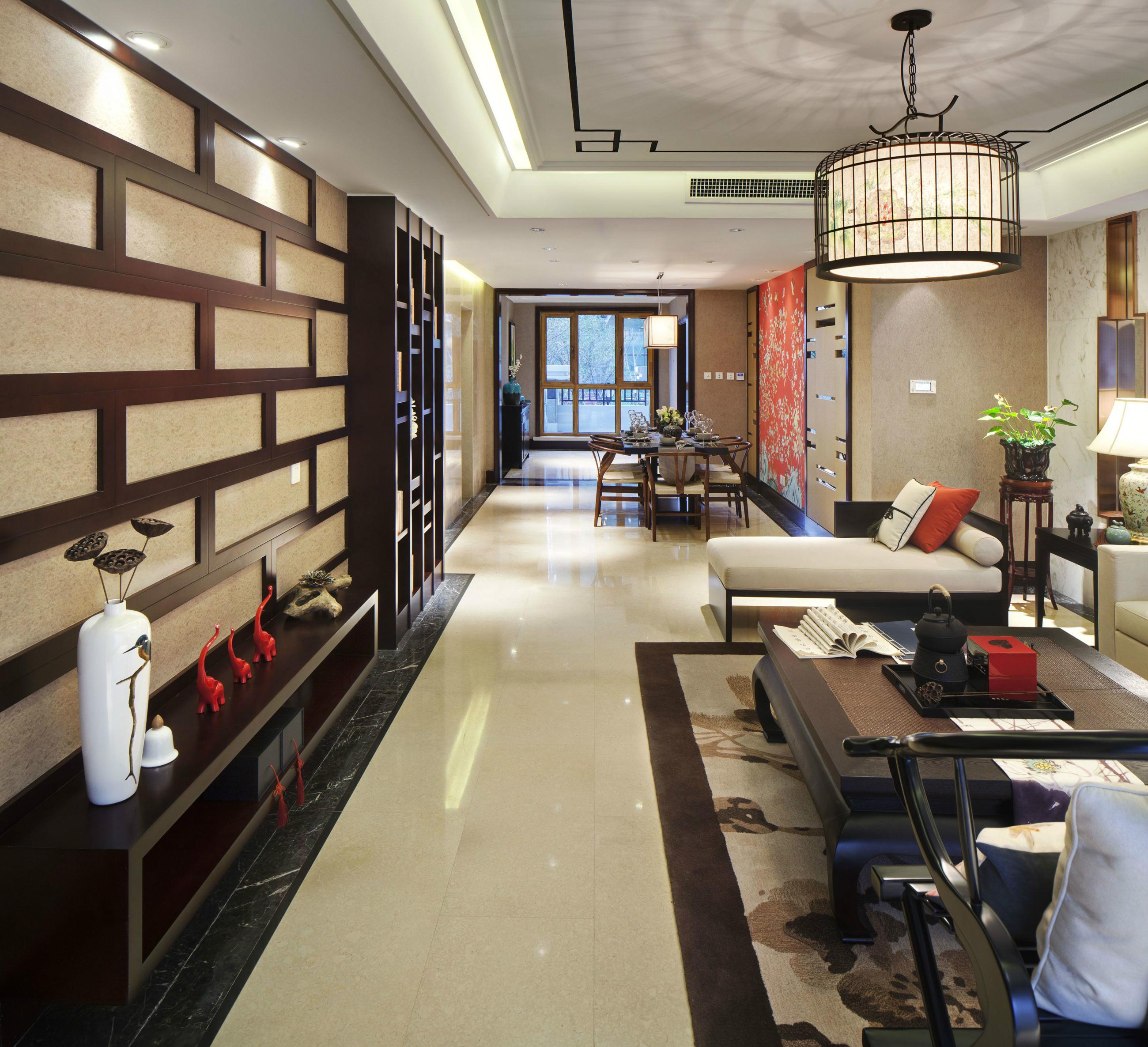 160平米中式风格餐厅客厅装修效果图